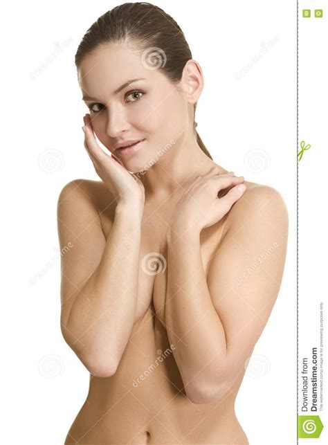 Nude Skinny Girl Cleans The Body Stock Image Image Of