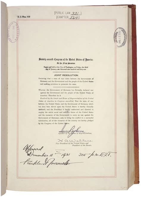 Mandarahus Tikid Tadau United States Declaration Of War Upon Germany
