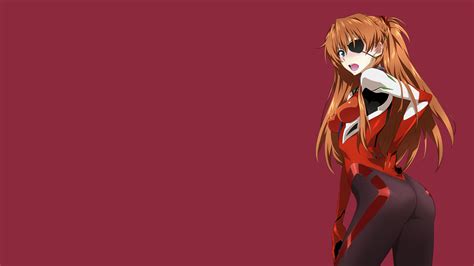 Wallpaper Neon Genesis Evangelion Asuka Langley Soryu Simple Background Red Background Ass