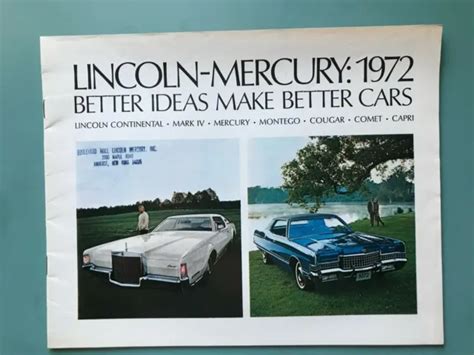 Vintage Auto Sales Brochure 1972 Lincoln Mercury Mark Iv