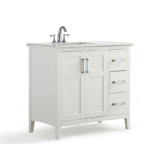 Ariel a037slwqrvo cambridge 37 inch left offset rectangle sink vanity with white quartz countertop. Winston Left Offset 37" Single Bathroom Vanity with Quartz ...