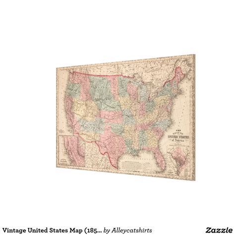 Vintage United States Map 1859 Canvas Print Canvas Art Prints