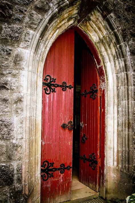 Hd Wallpaper Opened Red Wooden Door Church Red Door Doorway Bricks