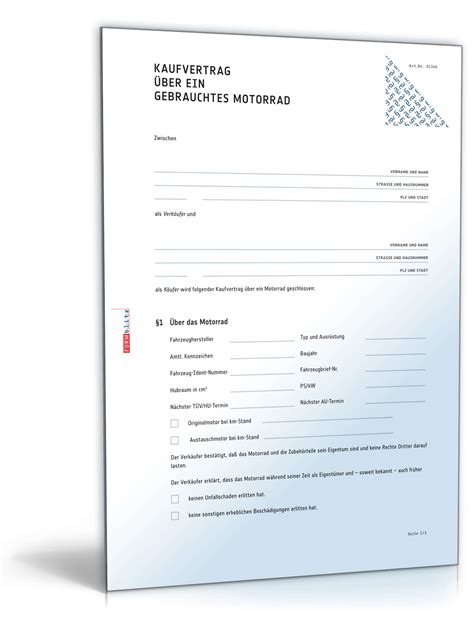 Vordruck für wohnwagen kaufvertrag kostenlos zum download. Kaufvertrag Mobilede Motorrad