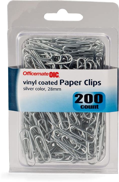 Officemate OIC Standard Vinyl Coated Paper Clips Translucent Silver In Pack