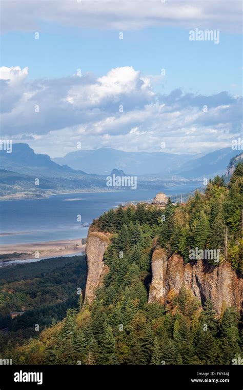 The Vista House Overlooks The Columbia Gorge At Crown Point Near