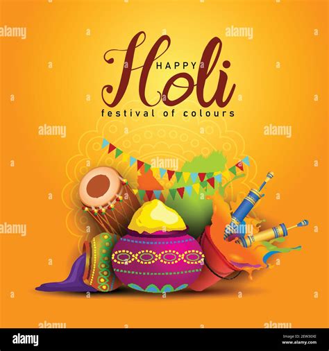 Happy Holi Poster Banner Template Stylish Text With Holi Elements