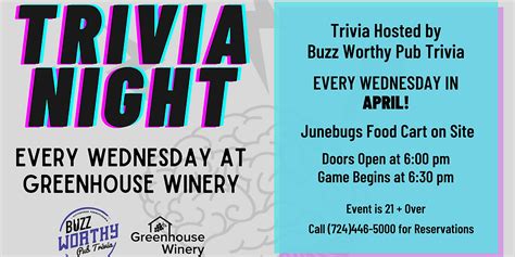 Wednesday Night Trivia Greenhouse Winery