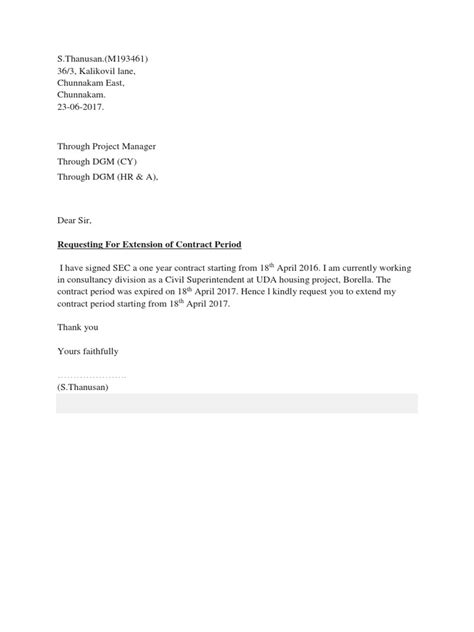 Requesting For Extension of Contract Period | PDF