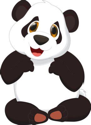 Naklejka Cute Panda cartoon na wymiar • czarny, zwierzęcy, przyrody