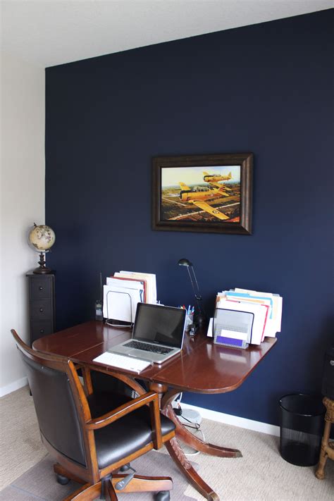 Navy Blue Feature Wall Blue Feature Wall Home Office Colors Feature