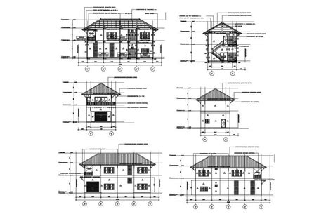 Cross Section And Elevation Of Two Storey House In Autocad Drawing Dwg