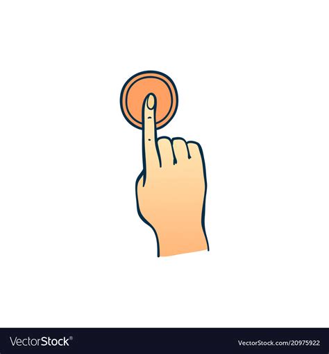 Human Hand Pressing Button With Index Finger In Vector Image
