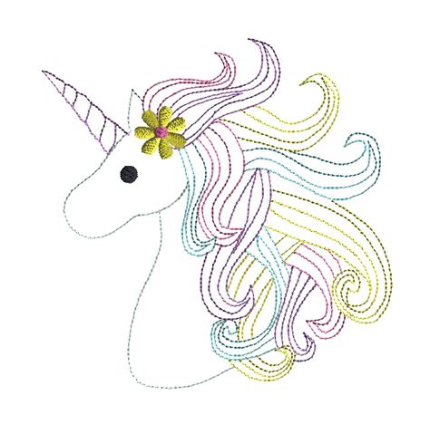 Unicorn Head Quick Stitch Machine Embroidery Design