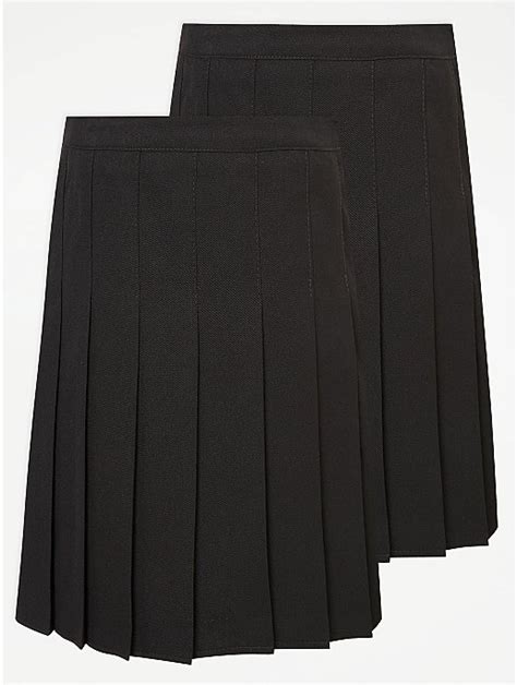 girls black permanent pleats school skirt 2 pack school george at asda