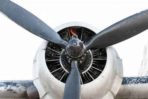 Engine And Propeller Of A Vintage Aircraft Stock Image Image Of