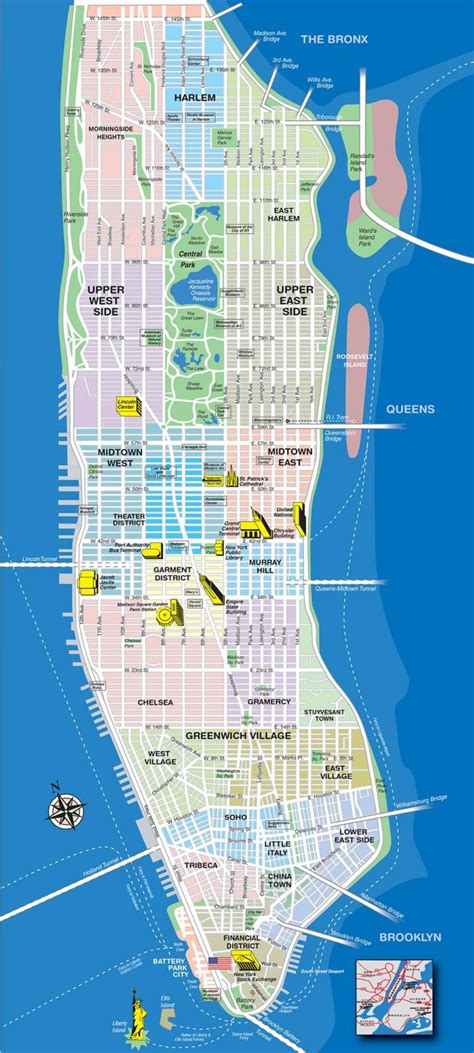 Map of Manhattan neighborhoods with streets - Map of upper Manhattan