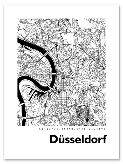 City Map Of Dusseldorf V Van 44spaces Als Poster Canvas Print En Meer