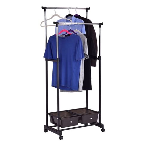 Shop Costway Double Rod Adjustable Clothes Hanger Garment Rack