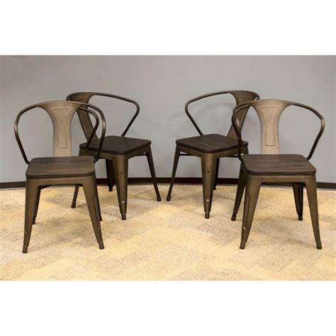 Signature design dining room chair/ porter/ rustic brown. AmeriHome Loft Style 18 in. Rustic Gunmetal Dining Chair with Dark Elm Wood Tops (Set of 4 ...