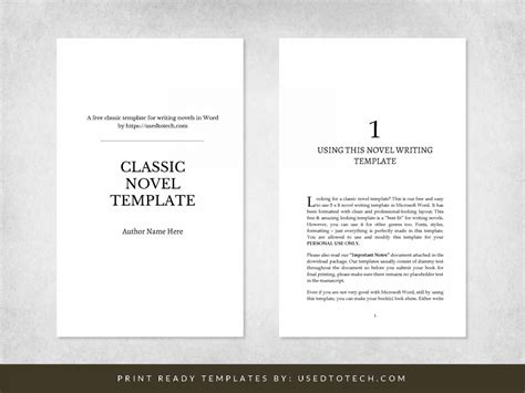 Simple Classic Novel Writing Template For Word