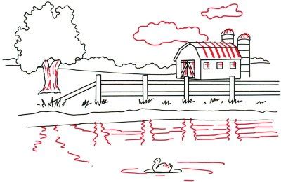 Today i show you this drawing of a landscape with pencil step by step, is a beautiful landscape and hope you like it timelapse videosubscribe :)follow me on. 4. Add Textures - How to Draw a Barn and Pond | HowStuffWorks