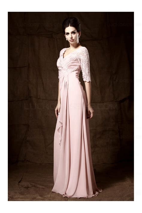 Shop from demure to fun and festive styles. Long Pink Lace Chiffon Half Sleeves Floor Length Mother of ...