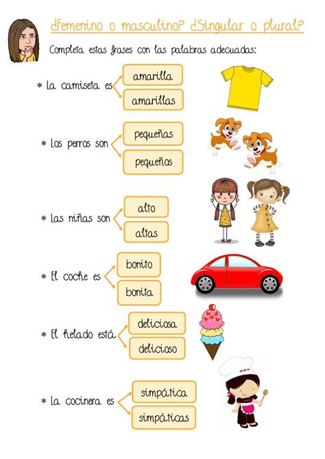 Género Y Número Interactive Exercise Spanish Kids How To Speak