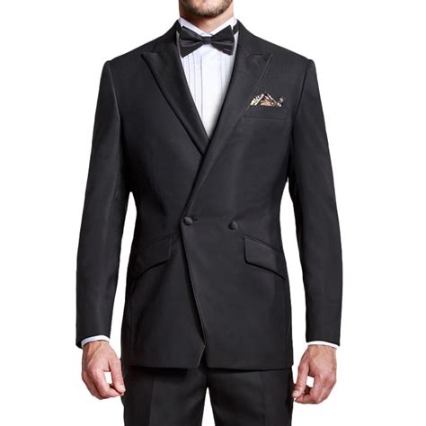 Mens 2 Piece 2 Button Double Breasted Black Bespoke Classic Suits For