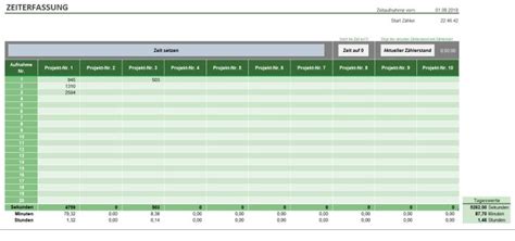 Zeiterfassung Mit Excel Tool Für Projektzeiterfassung Alle Meine Vorlagen De