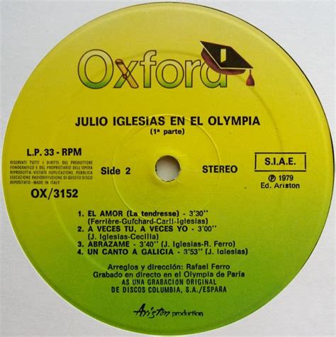 Julio Iglesias Olympia Parte LP Akerrecords Nl