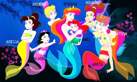 athena aquata andrina arista attina adella alana and ariel mermaid disney disney ariel mermaid