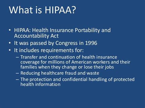 As with many other laws, the actual title, health insurance portability and accountability act is not the subject of its greatest impact. Complying with HIPAA Security Rule