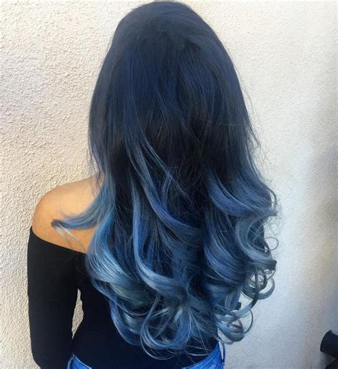 Longblacktopastelblueombrehair Ombre Hair Color Hair Dye Colors