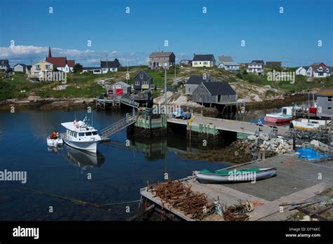 The Fishing Village Of Peggys Cove With Its Natural Harbor Near