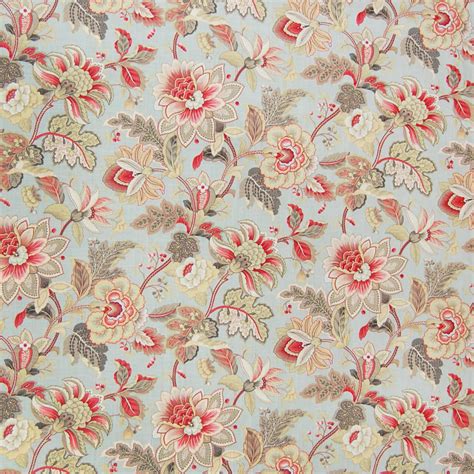 Blue floral velvet upholstery fabric. Dew Blue Floral Linen Upholstery Fabric