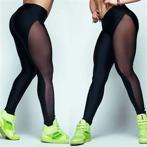 women fitnesss legging mesh patchwork yoga pants compression sports gym clothing tights female