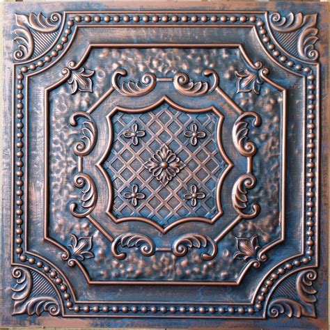 Faux Tin Ceiling Tiles 3d Embossing Aged Red Copper Pl04 Pack Of 10pcs