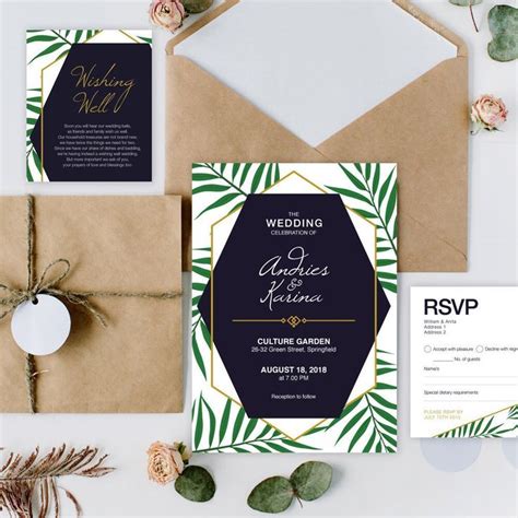 Zu firmenjubiläen, hochzeiten oder tagen der offenen tür: Einladungskarten Hochzeit Mit Palmen Und Gold / Kostenlose ...
