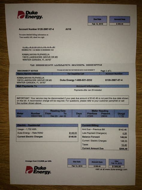 Utility bill, proof of address | Statement template, Duke energy