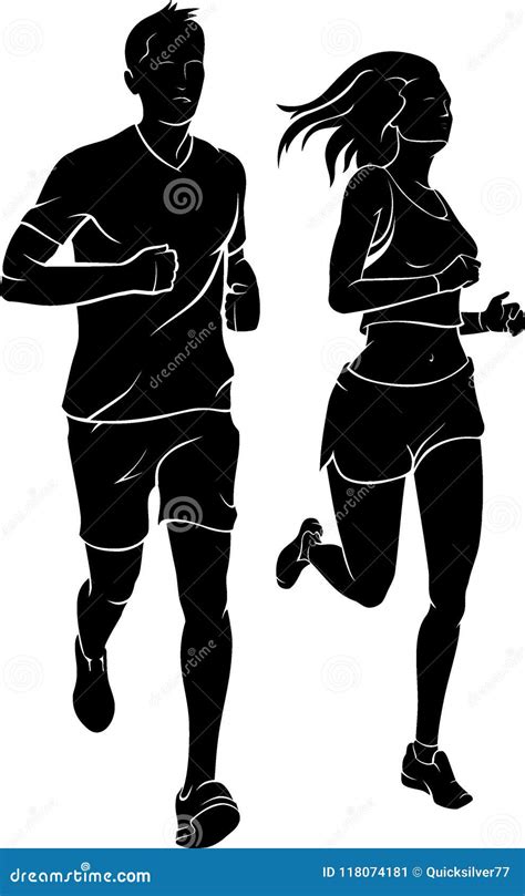 Couple Jogging Silhouette Stock Vector Illustration Of Shadow 118074181