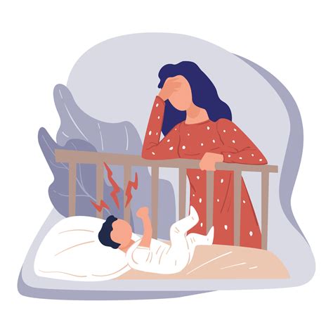 Postnatal Depression Stressed Woman Standing By Crib Vector Vector Art At Vecteezy