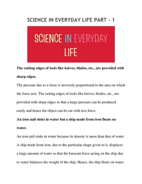 Science In Everyday Life Part 1