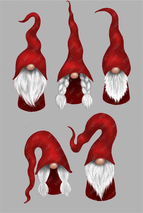 Scandinavian Gnome Clipart Christmas Gnomes Clipart Nordic Etsy