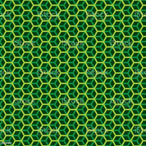 Seamless Green Honeycomb Cube Overlay Pattern Stock Illustration