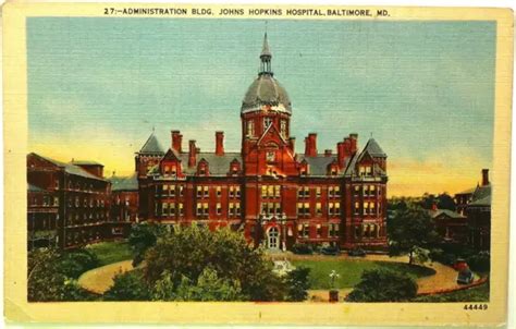 Johns Hopkins Hospital Baltimore Md Vintage Linen Postcard Unused Picclick