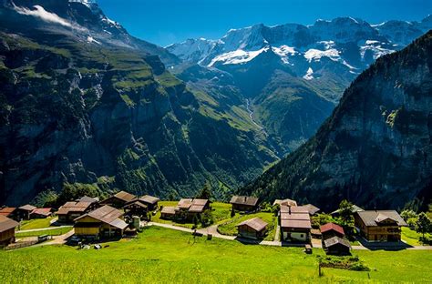 Gimmelwald Swiss Mountain Village Lauterbrunnen Valley Swiss Alps