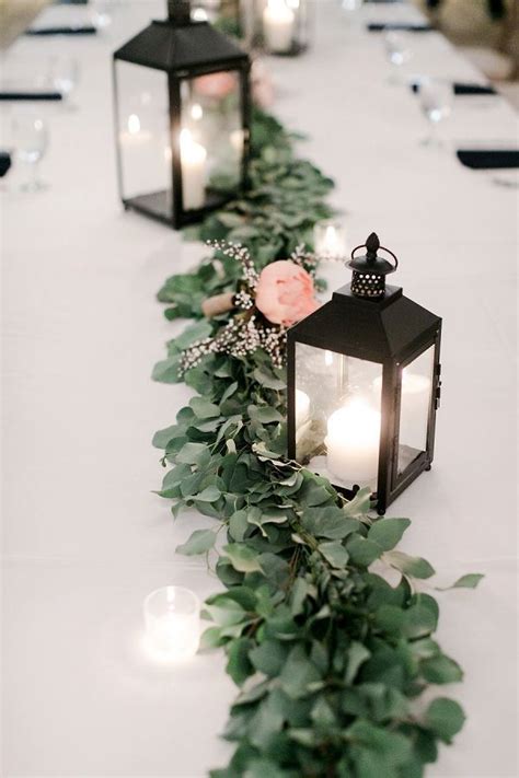 Cool Black Lanterns For Winter Wedding Centerpieces And Greenery Table