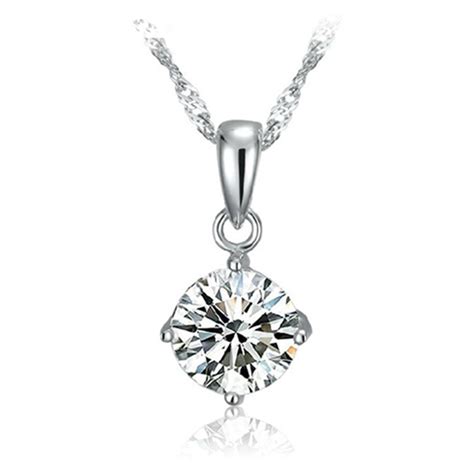 Simple Round Diamond Pendant Necklace S925 Silver Jewellry For Women
