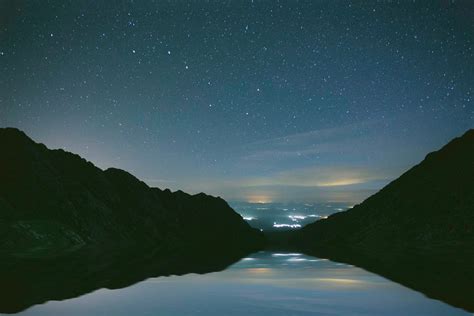 Wallpaper Mountains Night Lake Reflection Moonlight Atmosphere